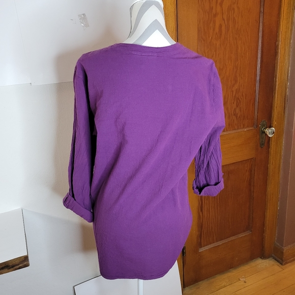 Womans Chicos Design Purple Tunic Button Front Size 1 100% cotton - Picture 4 of 9